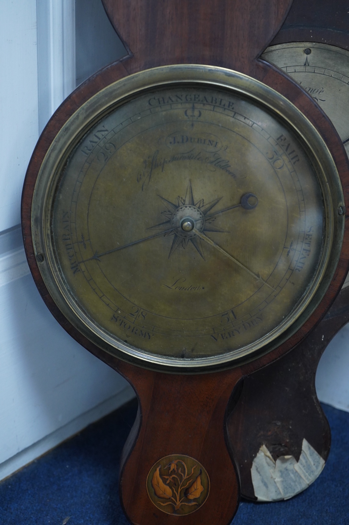 Three 19th century banjo barometers - as viewed